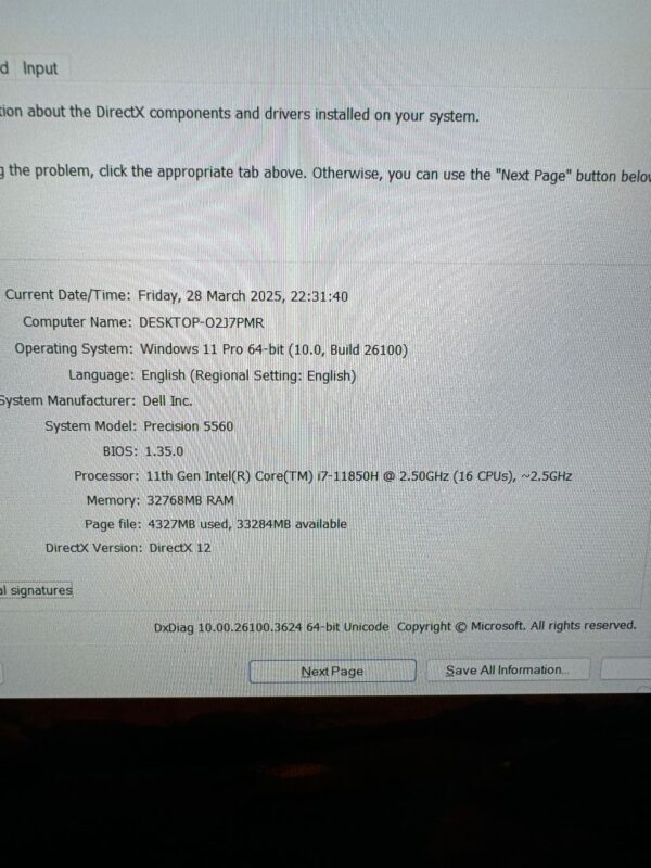 Fresh Like New UK Used Dell Precision 5560 – Core i7 11th Gen, 32GB RAM, 512GB SSD, RTX A2000 4GB, 15” FHD+