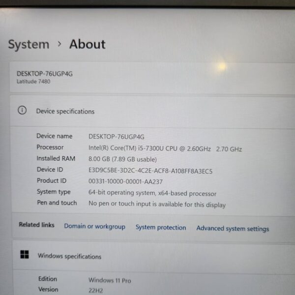Dell Latitude 7480| Intel core i5| 8th Gen| 8GB RAM| 256GB SSD| Touchscreen- fast Business Laptop