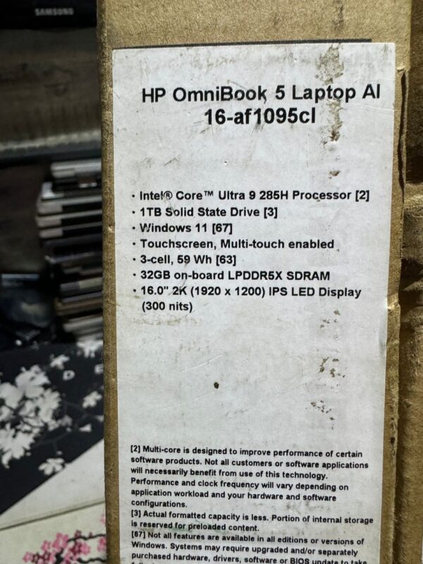 HP OmniBook 5 AI 16-af1095cl - Intel Core Ultra 9 285H, 32GB RAM, 1TB SSD, 2K Touch