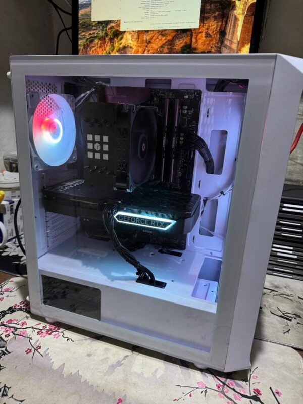 Custom Built Gigabyte Gaming Desktop – AMD Ryzen 7-5700X | RTX 4070 12GB | 32GB DDR4 3600MHz | 1TB NVMe Gen4 SSD | White ARGB Case (New)