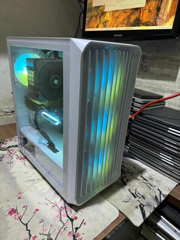 Custom Built Gigabyte Gaming Desktop – AMD Ryzen 7-5700X | RTX 4070 12GB | 32GB DDR4 3600MHz | 1TB NVMe Gen4 SSD | White ARGB Case (New)